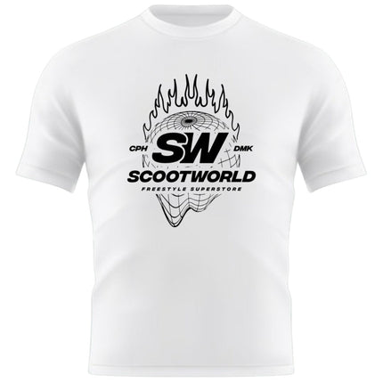 ScootWorld Fire Globe Tshirt - White-ScootWorld.dk