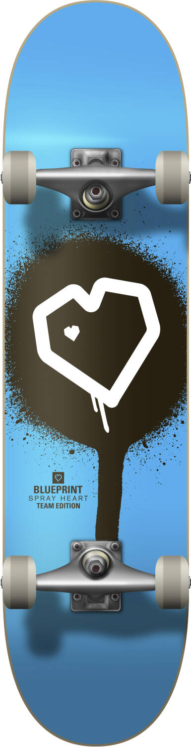 Blueprint Spray Heart V2 Komplet Skateboard - Blue/Black/White-ScootWorld.dk