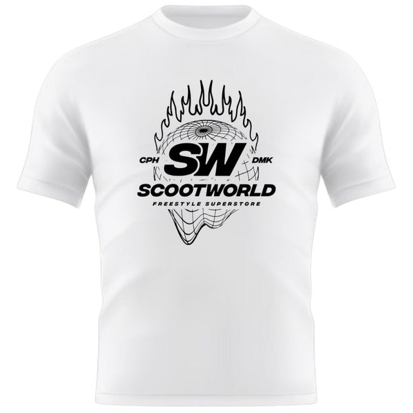 ScootWorld Fire Globe Tshirt - White-ScootWorld.dk